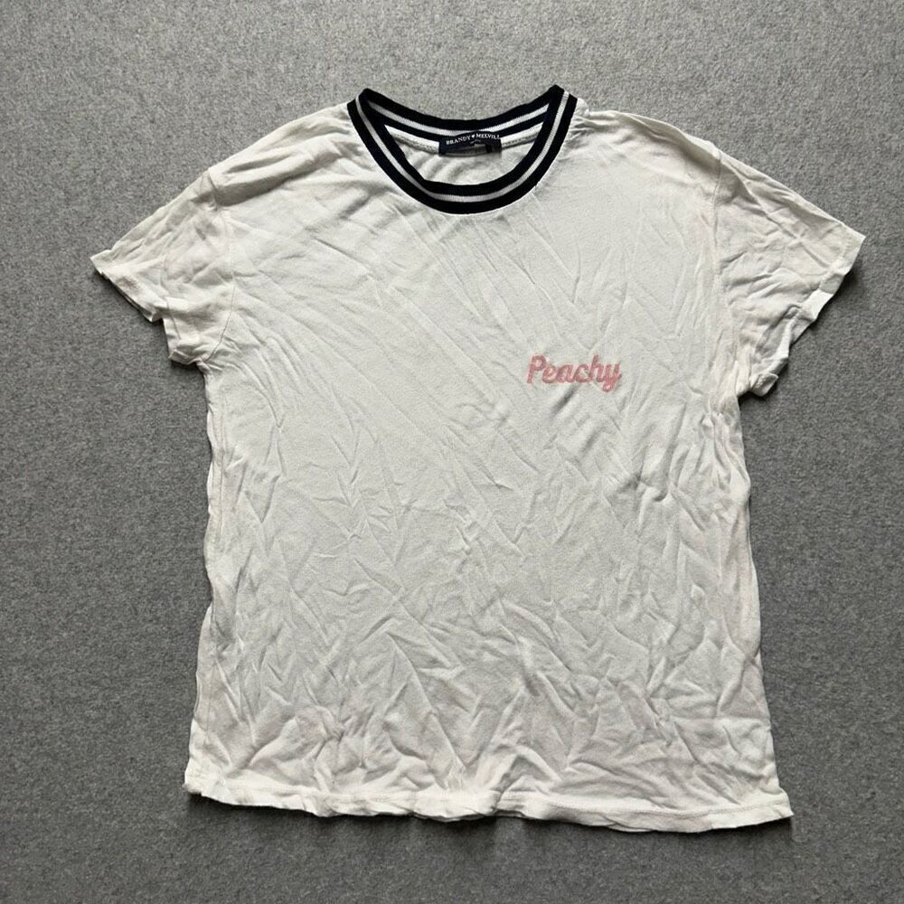 Brandy Melville Women’s One Size Peachy T Shirt White Short Sleeve Relaxed Fit